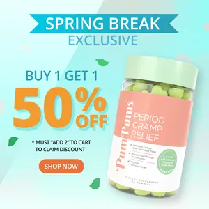 PumPums Period Cramp Relief Gummies – 1 Bottle (Sugar-Free, Plant-Based Relief for Cramps, Bloating, PMS Support, Hormone Balance)