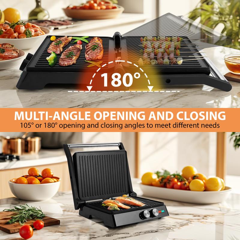 SUSTEAS Sandwich Maker Multi-Function Electric Indoor Grill, Non-Stick Panini Maker with Grease Tray Nonstick Griddle Toastie Machine Toastiemachine