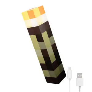 Brownstone Pixel LED Torch Light, USB Rechargeable Nught Light, 4 Color Changing Retro Wall Lamp, Mountable/Handheld, Include Wall Hook, Gift For Gamer