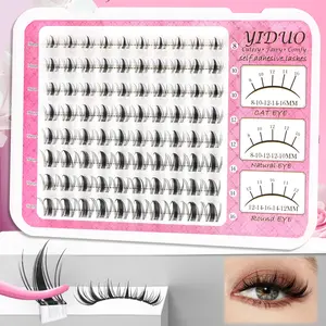 Self-adhesive false eyelash clusters Manga style Glue-free Glueless Lashes Eyelash extensions Lightweight D-Curvature Clustered false lashes 8-16mm Pre-glued clusters Individual lashes Effortless makeup application