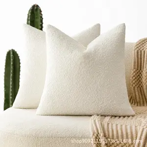 Thickened loop yarn pillowcase, faux lamb wool, curly texture, solid color, trendy sofa pillowcase