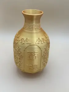 Chinese motif flower vase, red, gold, Chinese new year, lunar new year, Great Gift Idea