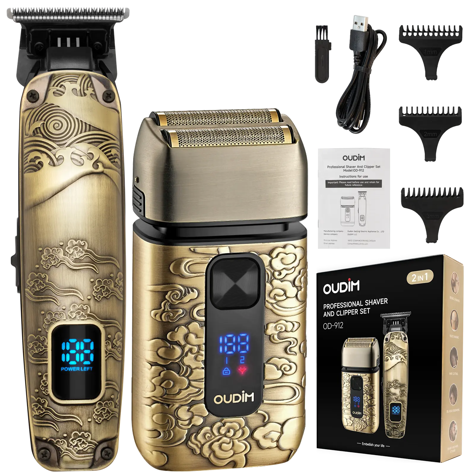 Men's Electric Head Shaver, Foil Shaver for Bald Men, Men's Hair and Beard Trimmer Grooming Kit, Facial Hair Remover, Cordless, Barber Hair Clipper