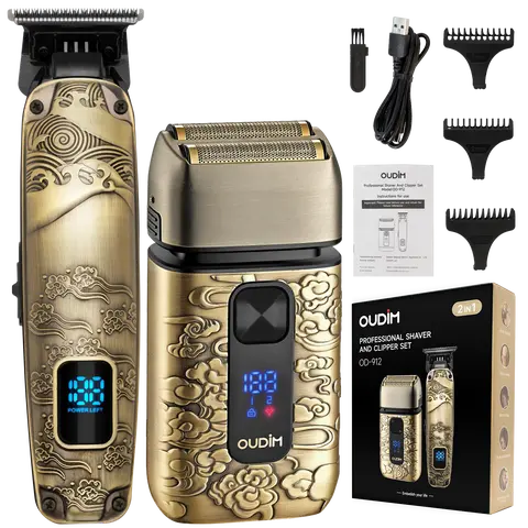 OUDIM Men's Waterproof Cordless Grooming Kit - Flawless Smoothshave Blade Electric Foil Shaver, Rechargeable Travel Shaver, Lightweight Beard/Hair Trimmer, Facial Remover, Blackhead Tool, USB Plug & Charge
