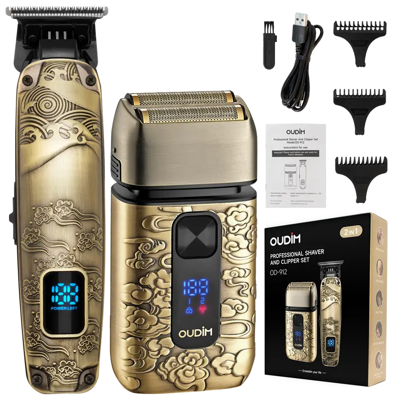 OUDIM Men's Waterproof Cordless Grooming Kit - Flawless Smoothshave Blade Electric Foil Shaver, Rechargeable Travel Shaver, Lightweight Beard/Hair Trimmer, Facial Remover, Blackhead Tool, USB Plug & Charge