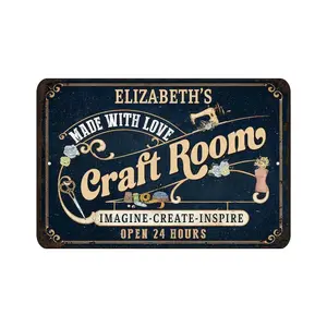 Custom Metal Craft Room Sign Personalized Made With Love Imagine Create Inspire