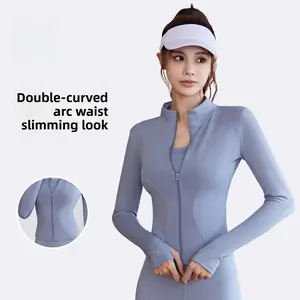 Spring and Autumn Sports Jacket Women's Long Sleeve Tights Running Fitness Yoga Clothing Top Jacket