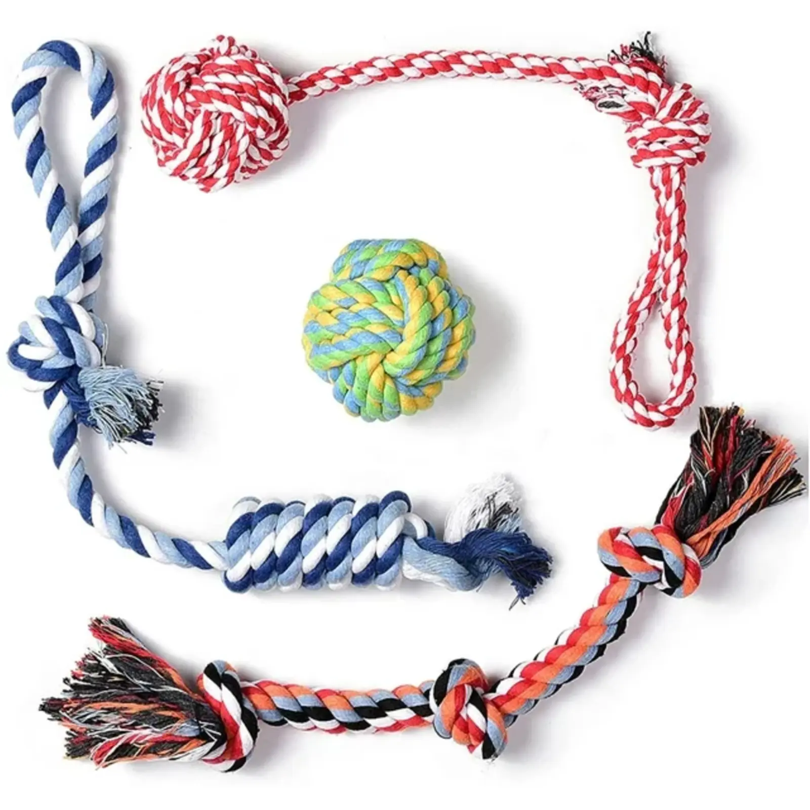 Dog Rope Toys 4 Pack, Sturdy Cotton Chew Tug Ropes Indoor/Outdoor ...
