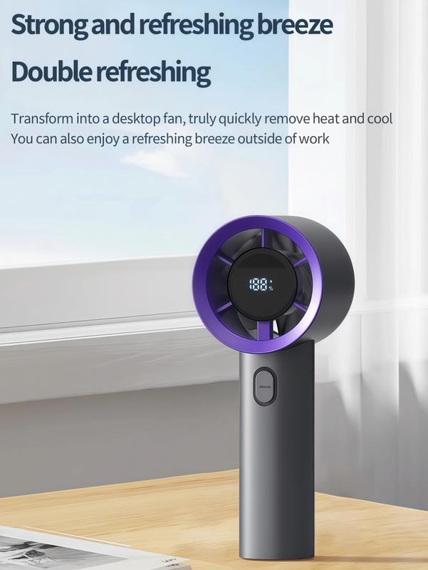 LMMAKE Handheld Portable Fan with 100 Gear Turbo Wind 2000mAh Rechargeable Battery LED Display USB Charging High Speed Travel Gift