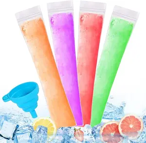 50PCS/100PCS Disposable Ice Pop Bags with Funnel, Leak-Resistant BPA-Free Freezer Pop Tubes for DIY Juice Pops, Homemade Frozen Treats & Summer Snacks