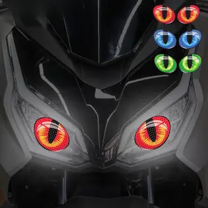 Cartoon Cat Eye Design Car Sticker, Waterproof Self Adhesive Decal, Night Safety Warning Sign for Car Motorcycle Body Helmet, Car Decals