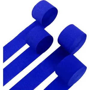 4 Rolls Crepe Paper Royal Blue Streamers Perfect for Party Decorations Wedding Birthday Graduation Colored Decor DIY Craft Supplies 1.8 Inch x 82 Ft/Roll