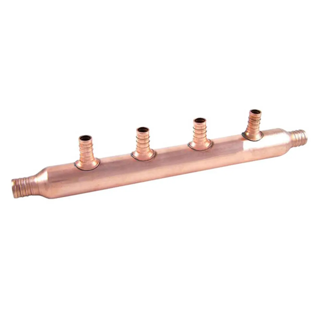 212 MAIN Cash Acme 22786 Copper Manifold - 3/4 in. Barb Inlet, 4 Barbed Ports, PEX Compatible, Sharkbite PEX Tubing Ready, 1.25x2.5x10 in Open Bulk Water Pipe for Boating, Water Sports - High-Quality, Dependable Build