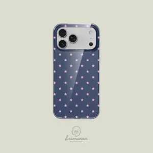 Star Deep Blue Floral Pattern Two-In-One Case, iPhone 17pro Max 16 Plus 15pro 14pro Max 13plus 12pro 11 Series, Fashionable Gift