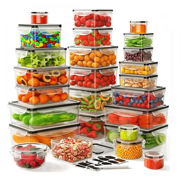 40/42/50/52/62 pcs Large Airtight Food Storage Containers & lids Reusable Leak-Proof Stackable BPA-Free Snacbox Containers, Kitchen, Utensils Meal Prep Organiser,summerwins