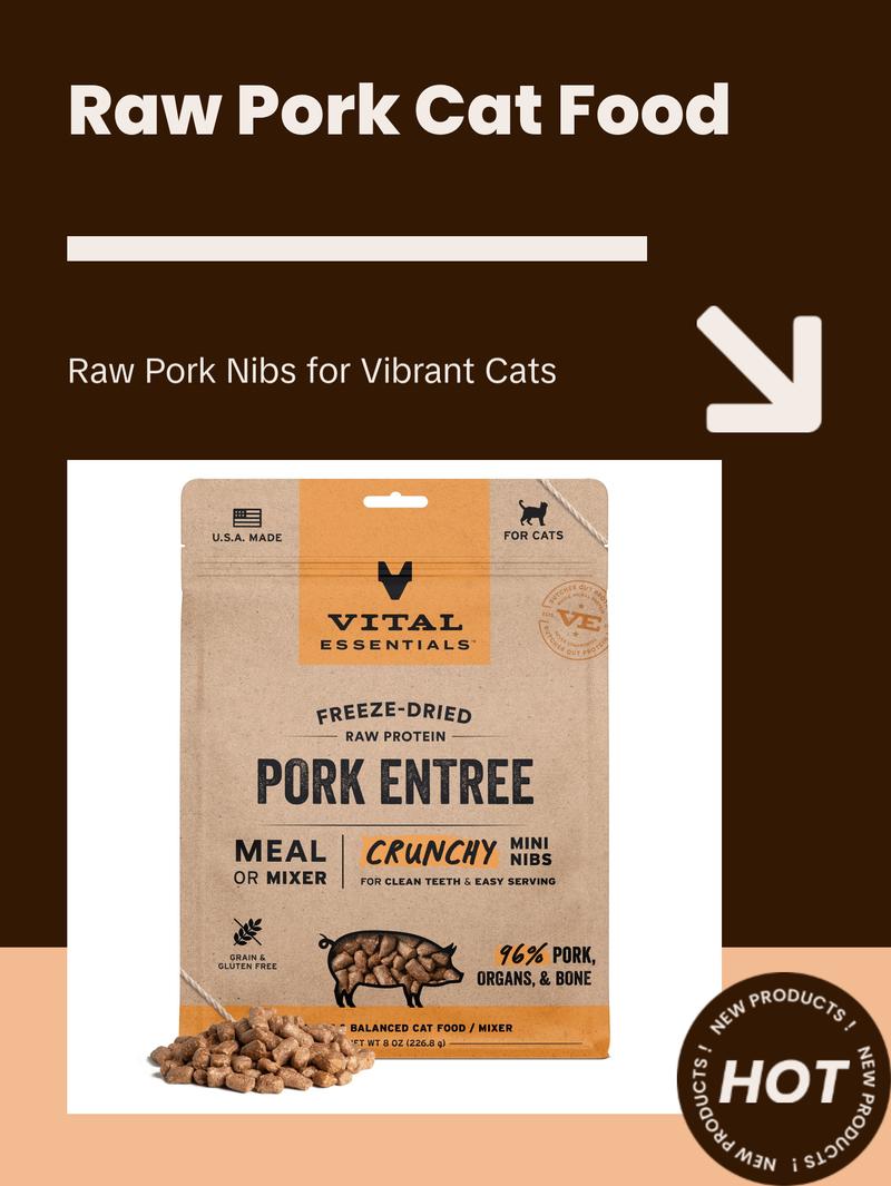 Vital Essentials Freeze-Dried Raw Pork Entree Cat Food Mini Nibs