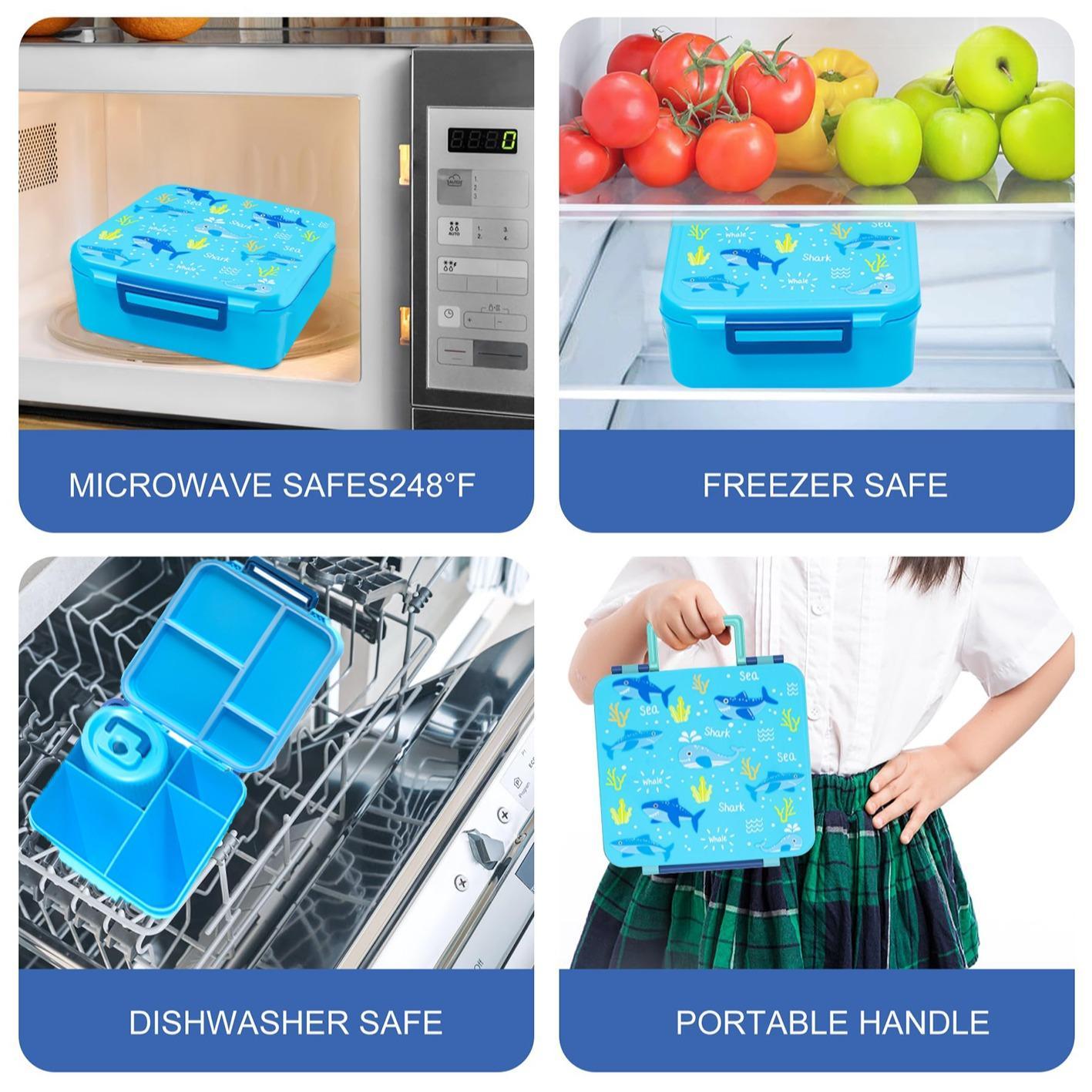 Nifogo 4-Compartment Kids Bento Box Set with Soup Thermo & Insulated Lunch Bag, Leakproof Lunch Container for Boys Girls School and Outdoor