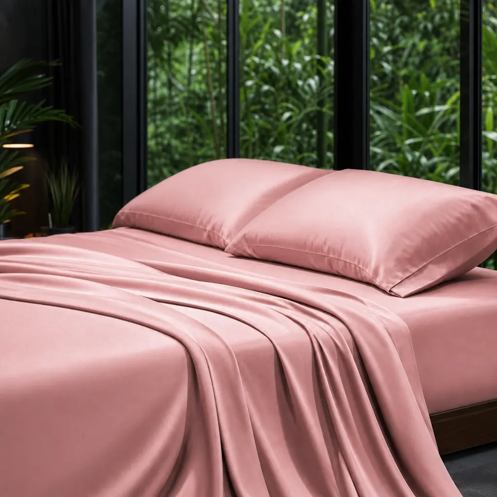 Jollyvogue 4/6-Piece Bamboo Fiber Cooling Queen-Size Bedding Set—Breathable and comfortable ideal for children and those who tend to overheat or sweat easily. Includes pillowcases, a flat sheet, and a fitted sheet—a perfect choice for summer home comfort.