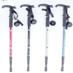 Cross-border Outdoor Cycling Cold Hat Trekking Poles, Outdoor Supplies, Camping And Climbing Equipment, Three-section Shock-absorbing Telescopic Aluminum Alloy Walking Poles