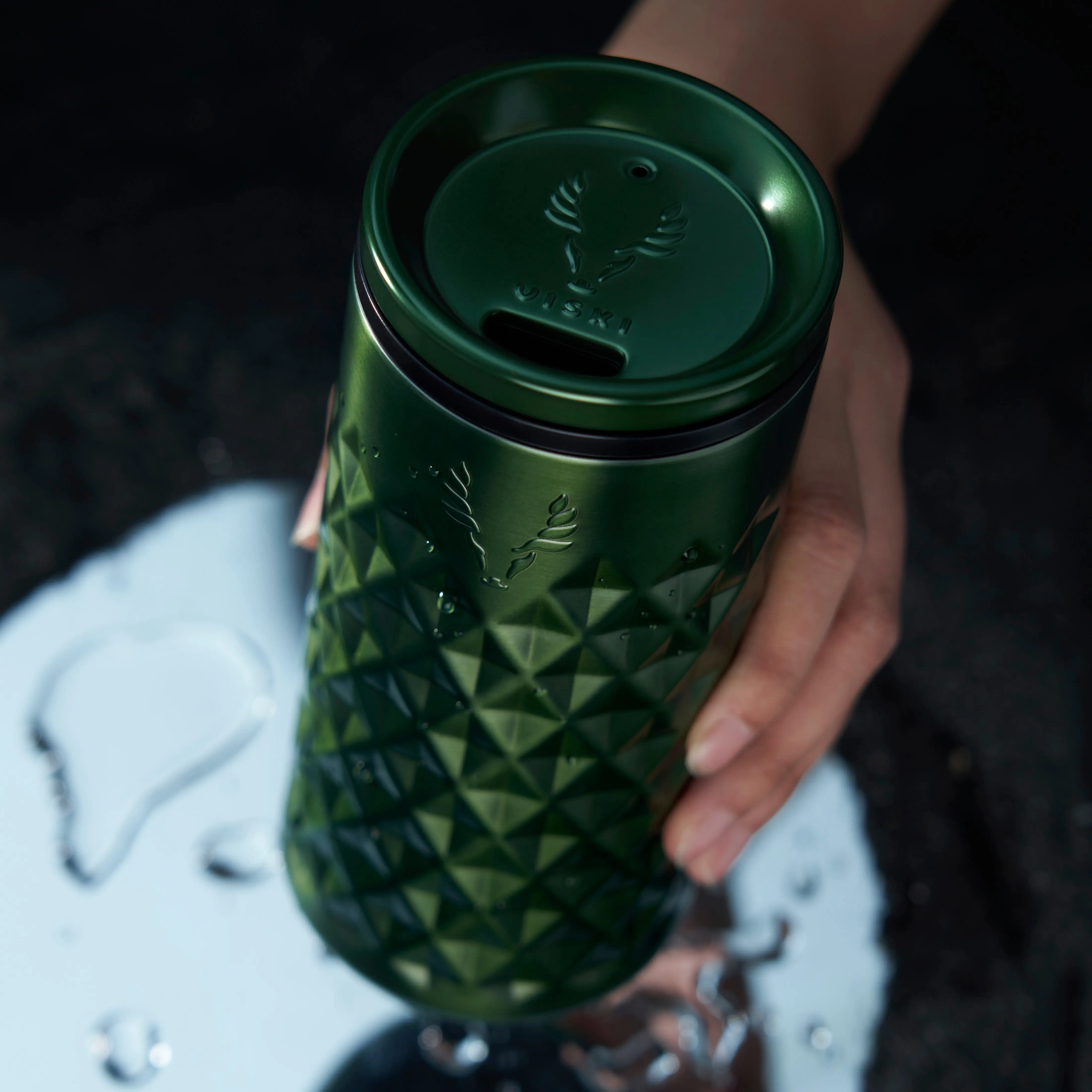 Paragon Stainless Steel Highball Tumbler with Lid in Satin Green 16 oz - Ceramic-Coated, No Metallic Aftertaste for Mixed Drinks & Outdoor Parties, Elevate Your Drinkware