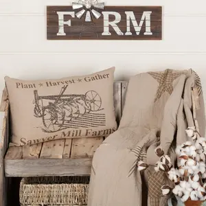 Farmstead Charcoal Plow Pillow