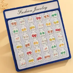 36-Pair Christmas Earrings Set for Women, Zinc Alloy Festive Ear Studs, Assorted Santa Tree Reindeer Designs, Ideal Gift for Friends