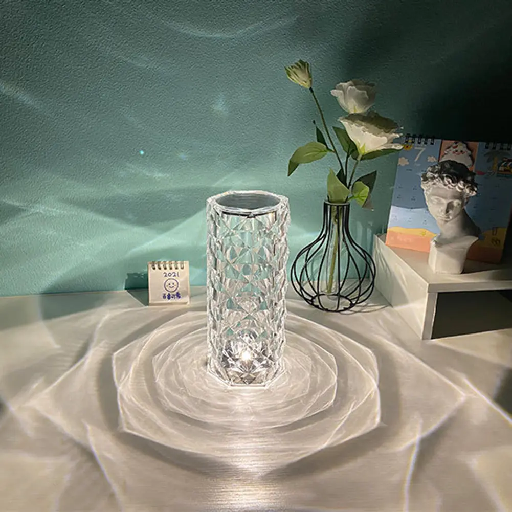 Elegant Diamond Crystal LED Table Lamp - 16 or 3 Color Touch Control