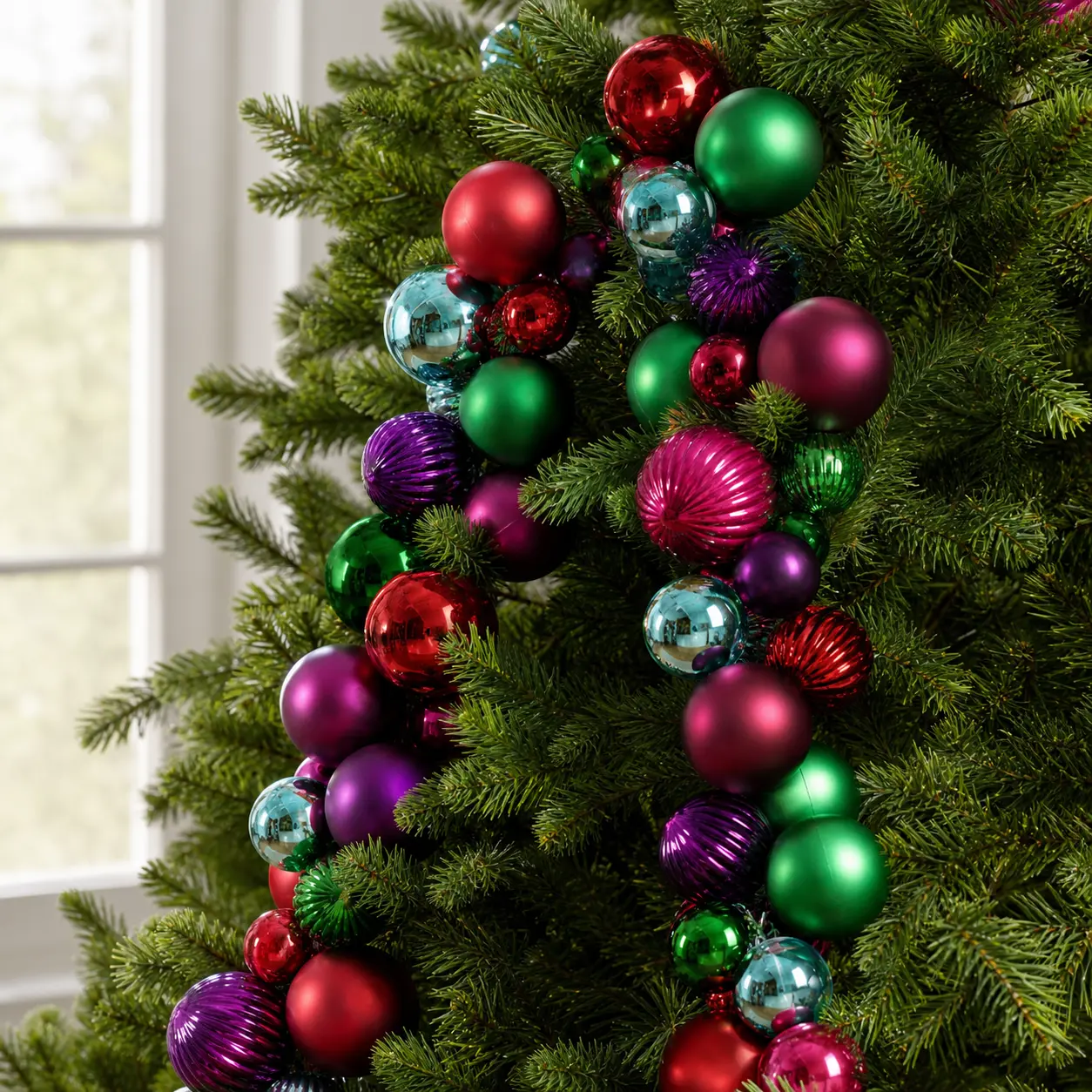 5.9 FT Red & Green Shiny & Matte Shatterproof Ball Garland