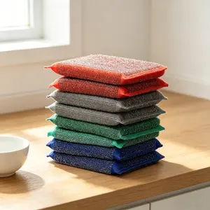 8-Pack Colorful Steel Wire Sponge Brushes, Thickened High-Elasticity, Food-Grade Soft, Anti-Rust, Reusable, Kitchen Cleaning Essentials