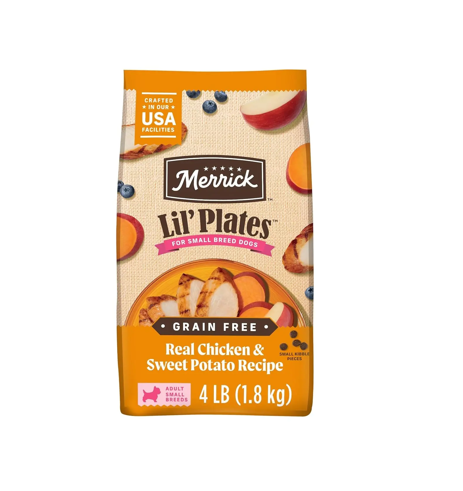 Merrick Lil’ Plates Premium Grain Free Dry Dog Food For Small Dogs, Real Chicken And Sweet Potato Kibble - 4.0 lb. Bag