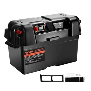 fathersdaygift  VEVOR Battery Box, Group 24/27 Trolling Motor Battery Box, 12V/24V Marine Batteries Case with PP Shell and Dual Straps, Smart Batteries Case, Suitable for Trolling Motor, Marine, RV Solar Panel