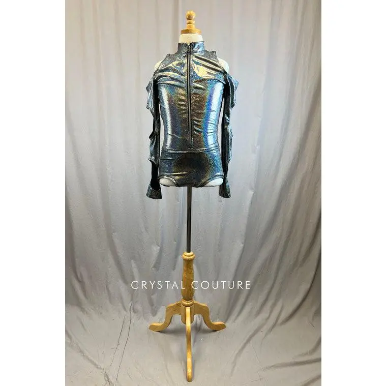 *Brand New* Silver Metallic Leotard with Cutout Sleeves