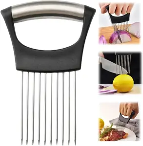 2025 Upgraded Onion Slicer & Holder – Multi-Purpose Chopper for Meat, Potato, Tomato, and Vegetables, Kitchen Cutting Gadget (Black, 1 Piece)