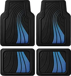 Floor Mats Full Set  Front & Rear  Floor Mats with  Design, Anti-Slip Backing, -Weather Protection, Trim-to-Fit  Mats for  Sedans, SUVs &  - - Blue