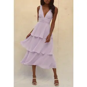 Lulus Celebration Time Aqua Sleeveless Tiered Midi Dress