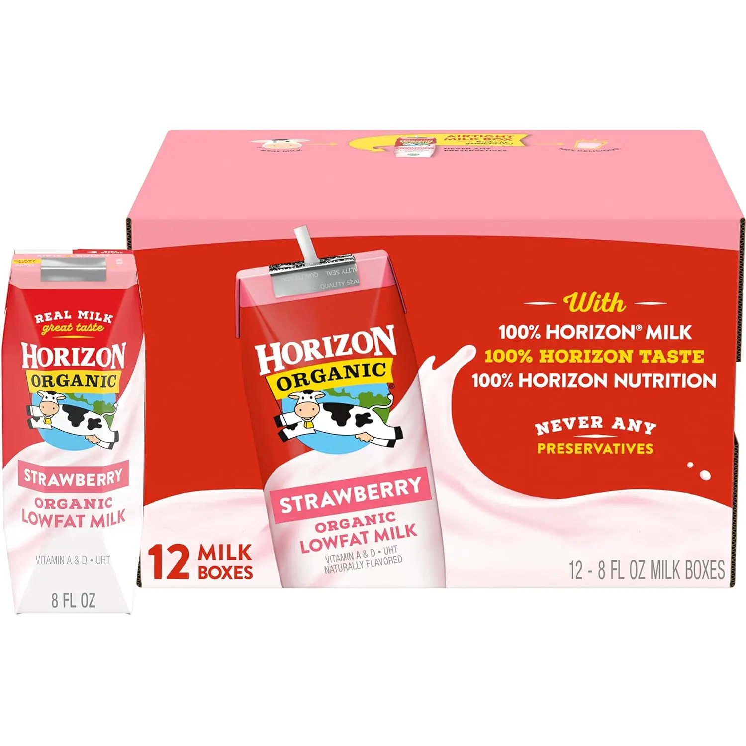 Shelf-Stable 1% Lowfat Milk Boxes, Strawberry, 8 Fl Oz, 12 Pack