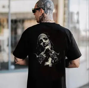 Nun Graphic T-Shirt with Crucifix, Hoodie, Sweatshirt, Unisex Casual Cotton Summer Outfit, Vintage Graphic Style, 90s Trendy Design