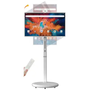 32" Portable Smart TV on Wheels, 1080P FHD Rolling TV with Rotatable Touch Screen, Android OS 13, 8GRAM+128G Storage, Camera and Stand, Voice Remote Control, Full Rotation Mobile TV for Home, Outdoors