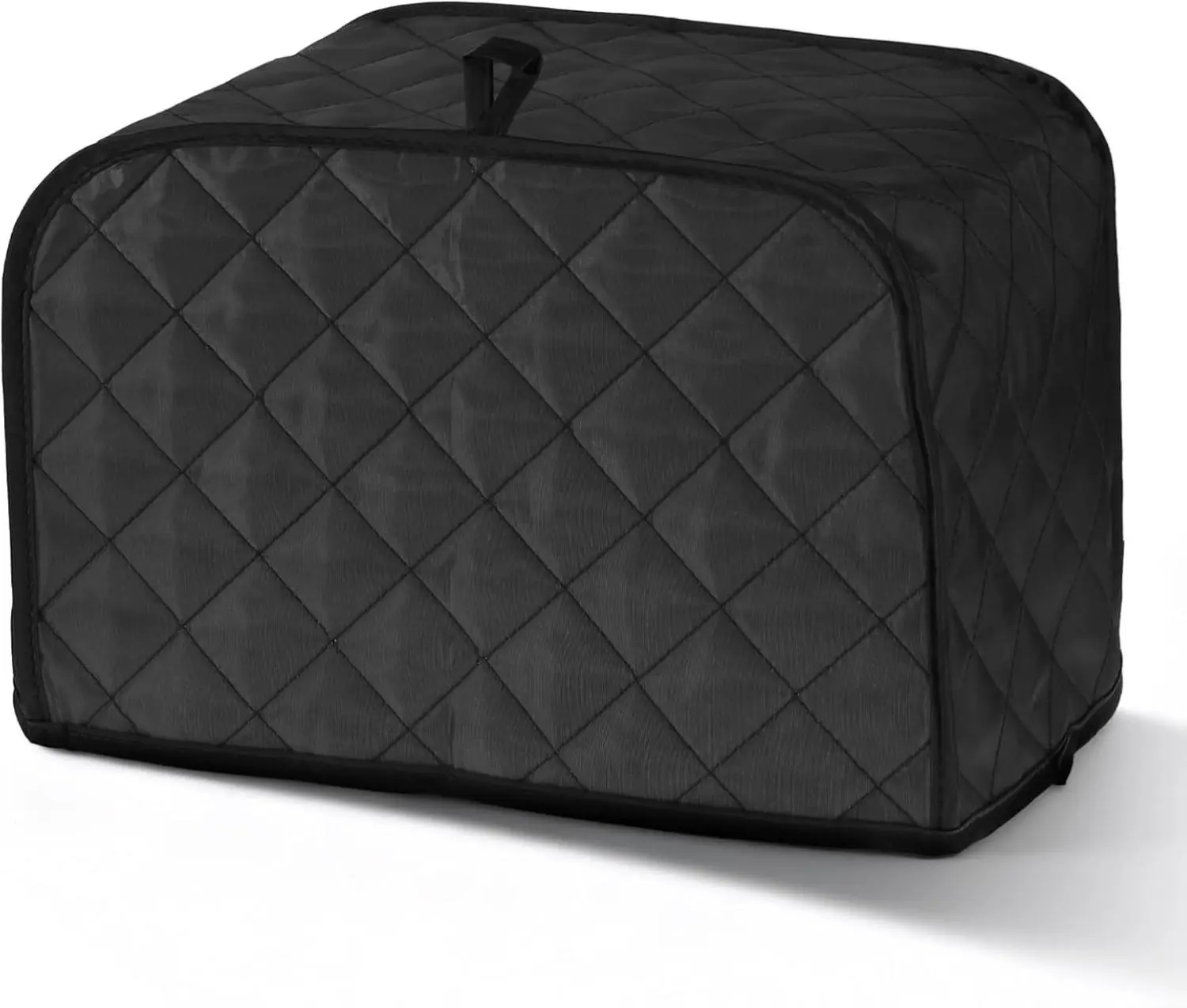 Quilted Look Polyester Linen Casual Dust Cover Bag for 2-Slice Wide Slot Toasters & Bread Machines, Lightweight Universal Fit, Fingerprint Protection, Machine Washable, Black