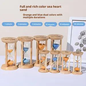 Bamboo Wooden Material Luminous Hourglass Children's Anti-fall Learning Special 1/3/5 Minute Timing, Night Glowing Hourglass, Creative Flowing Sand Living Room Bedroom Office Desk Ornament, Exquisite Desktop Decoration Item, Exquisite Gift Choice