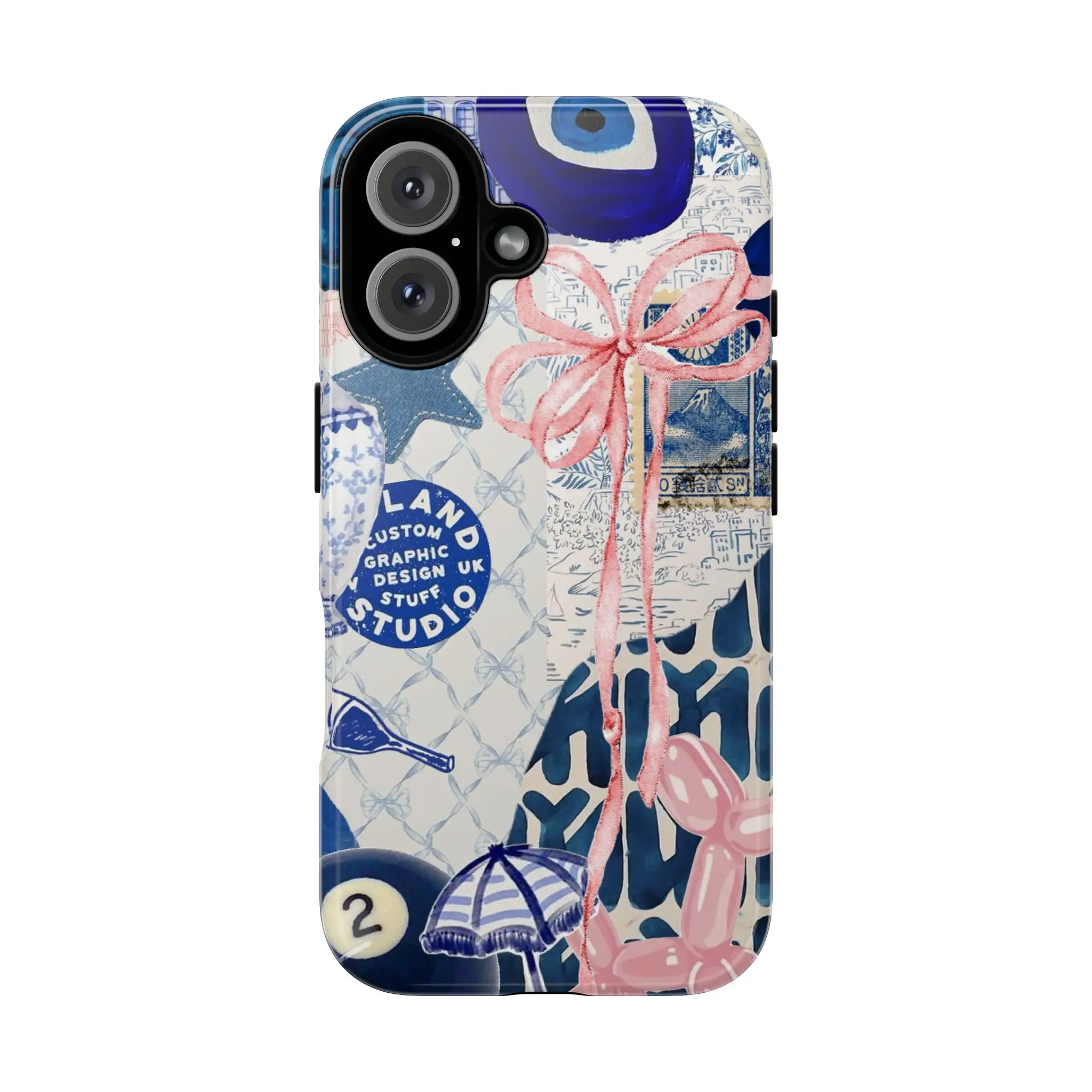 Mclaiwoodshop Blue Coquette Bow Collage Phone Case Preppy Collage Scrapbook Collage Preppy Wall Collage Back To School Girls Phone Case Phone Cover Ha