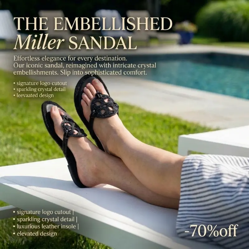 Women's Gold Rhinestone Flat Sandals 2026 Summer – Cushioned Comfort Footbed Open-Toe Slip-On Sandals, Sparkly Pave Embellished Beach Wedding Resort Shoes with Non-Slip Durable Sole