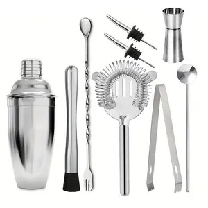 Stainless Steel Cocktail Shaker Set, Professional Bartending Tools, Home Bar Accessories, Ideal for Mixologists & Parties