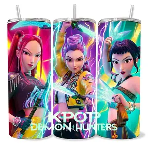 K-Pop 20 oz Tumbler - BPA Free, Stainless Steel, Leak Proof, Clear Lid, Includes Straw