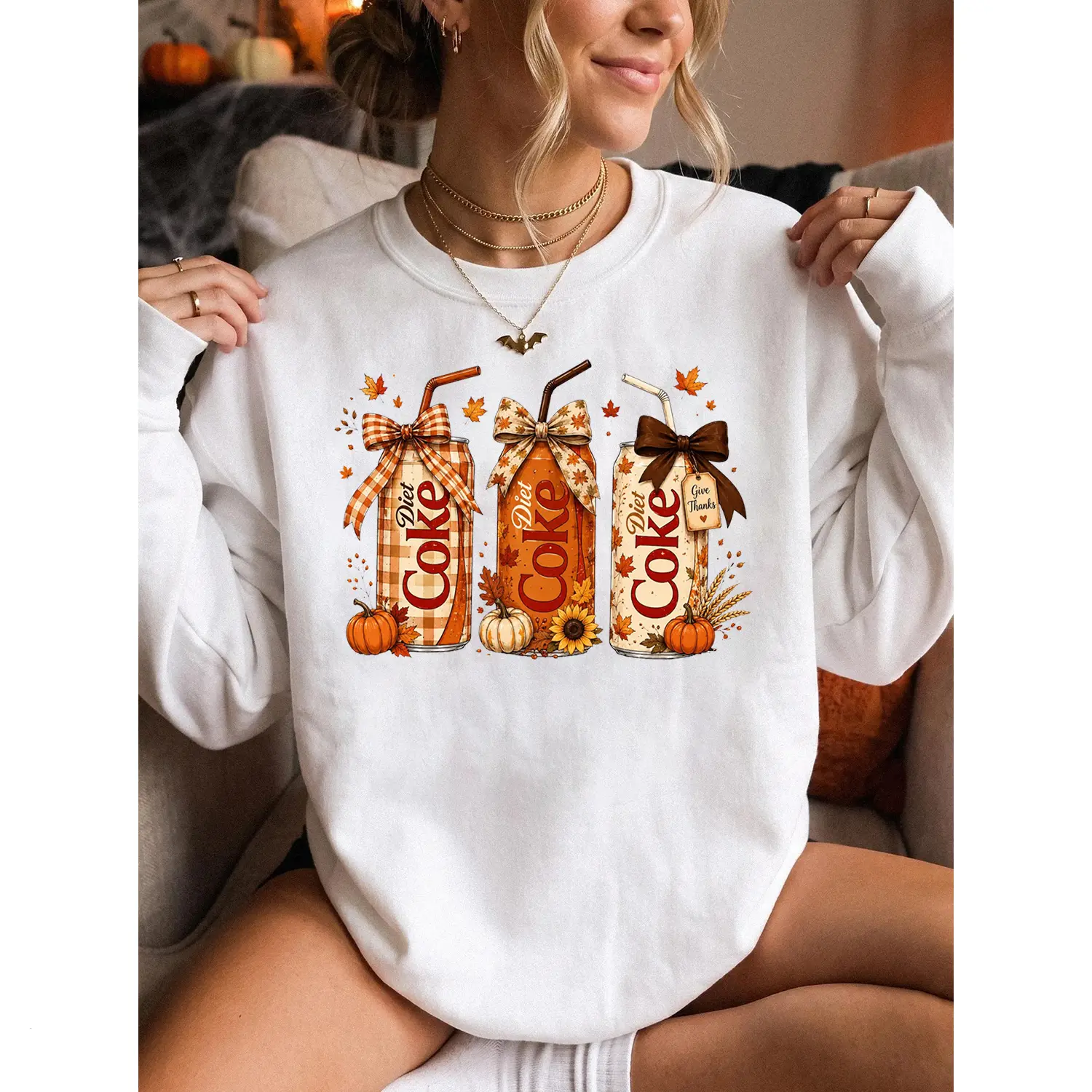 Fall Soda Lover Sweatshirt, Cute Autumn Soft Drink Graphic Crewneck, Cozy Pumpkin Season Unisex Sweatshirt for Men Women, Thanksgiving Gift for Beverage Lovers
