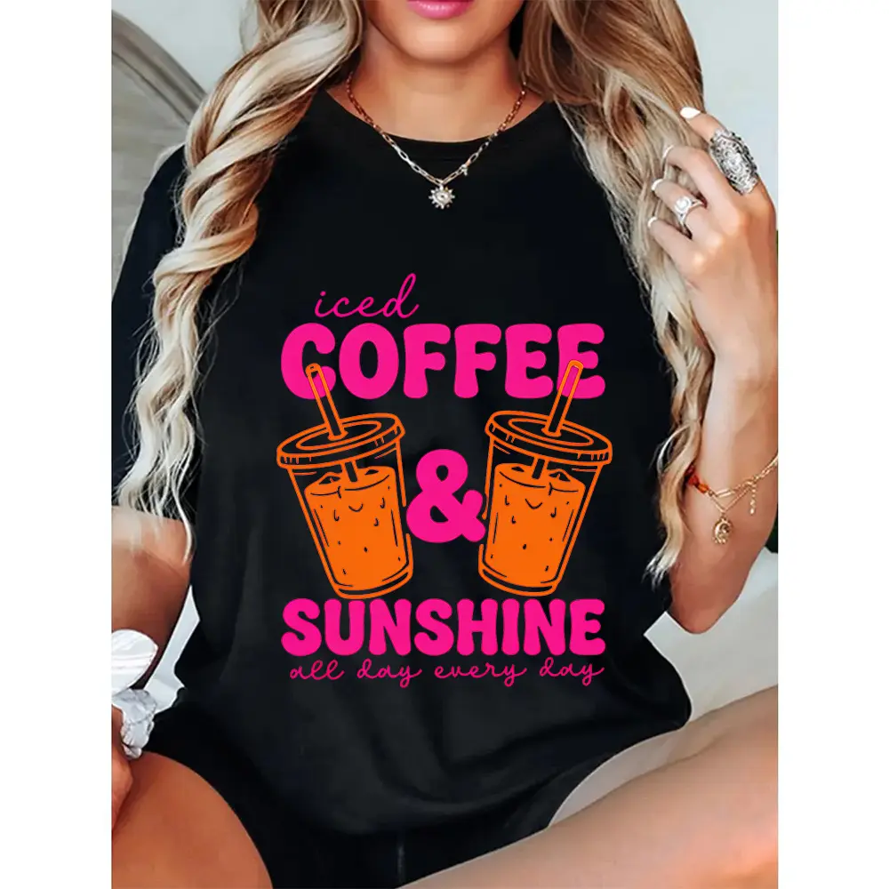Iced Coffee Sunshine Graphic Tee, Summer Vibes Coffee Lover Shirt