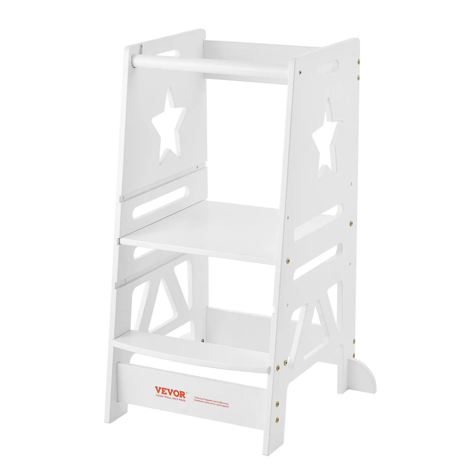 【SummerFinds】VEVOR Tower Step Stool,  , 3-Level Height Adjustable Toddler Step Stools for Kids, Kitchen Stool Bamboo Standing Tower Learning Stool with Safety Rail for Kitchen Counter Bathroom, 350LBS, White