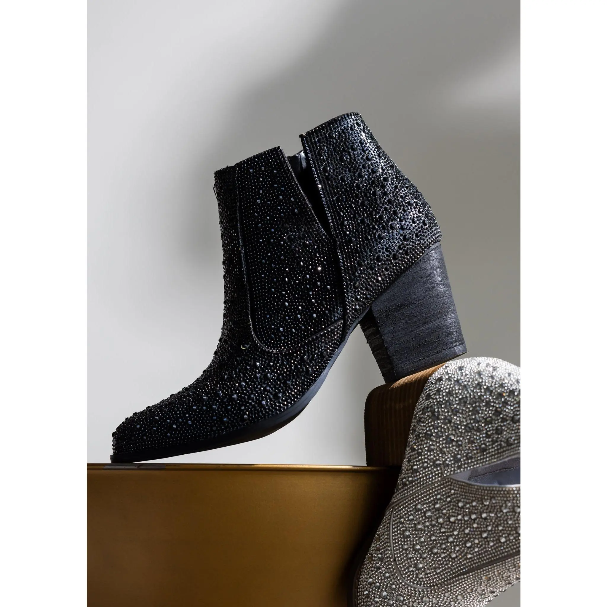 Shine Star Rhinestone Bootie in Black