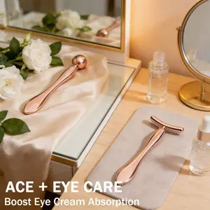 1/2pcs Rose Gold Face Massager - T-Shape Facial Roller & Eye Ball Massager, Skincare Tool for Anti-Aging, Reduce Puffiness & Eye Cream Absorption, Travel Size Facial Beauty Tool