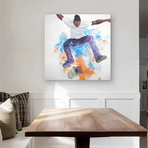 212 MAIN Purple Skater Aluminium Metal Print Artwork - 32x32 in. Lightweight Vibrant Urban Culture Wall Art, Bedroom Decoration Accent for Photo Lovers, Home Supplies